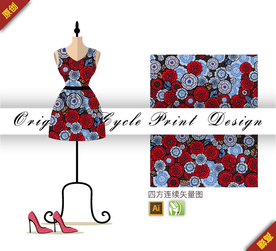 唯美传统康乃馨四方连续