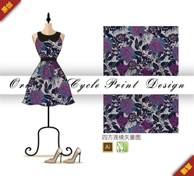 传统中国风牡丹四方连续