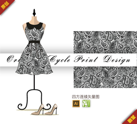 欧式古典腰果花四方连续