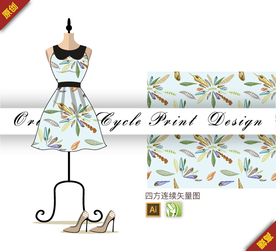 矢量唯美树叶四方连续