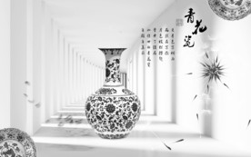 青花瓷灰色奢华画 tif分层