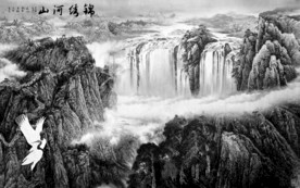 国画灰色山水新画 tif分层