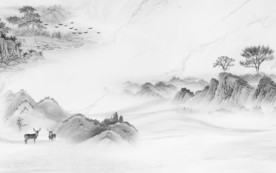 现代灰色新山水画 tif分层