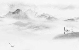 高档灰色新山水画 tif分层