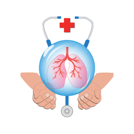 医疗听诊器双手捧呵护肺