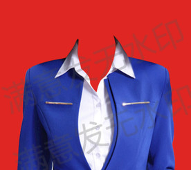 女性蓝色西装证件照模板