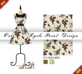 传统抽象郁金香四方连续