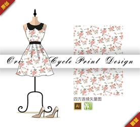 矢量素雅紫罗兰四方连续