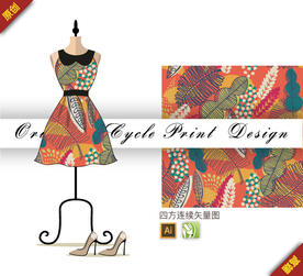 矢量简约树叶四方连续