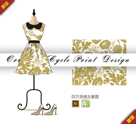 抽象单色向日葵四方连续