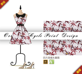 传统中国风竹叶四方连续