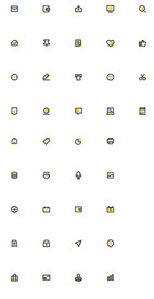 icon粗线稿图标黑黄色创意圆