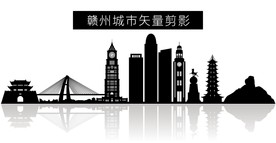 赣州城市矢量剪影