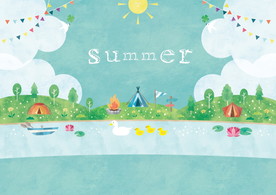 夏日清凉夏令营矢量插画