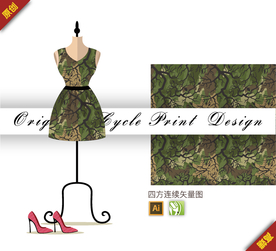 矢量抽象迷彩色块四方连续