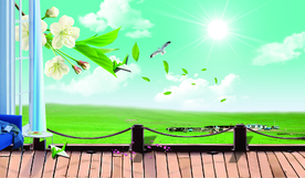 蓝天白云春天自然风景