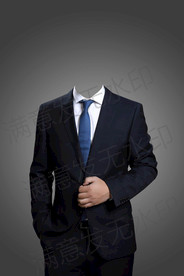 蓝色领带半身西装模板