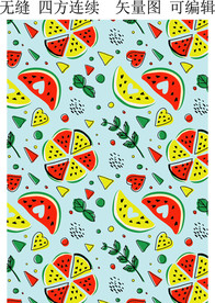 夏季水果图案 橙子 西瓜