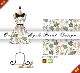 矢量茉莉花鸡蛋花四方连续