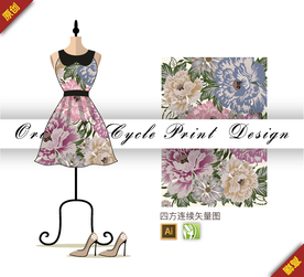 传统中国风牡丹四方连续