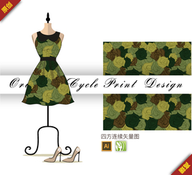 抽象简约玫瑰四方连续