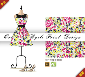 传统中国风牡丹四方连续