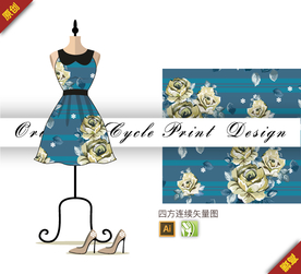 矢量传统月季几何四方连续