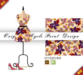 矢量含笑四方连续