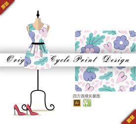 抽象梅花简约四方连续