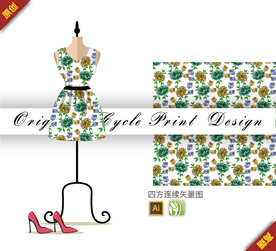 传统菊花花卉四方连续