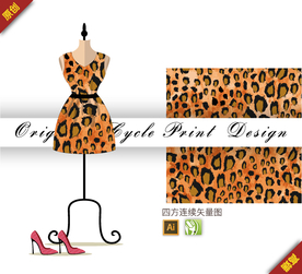 矢量抽象野生动物豹纹四方连续