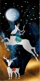 轻奢发财鹿玄关装饰画