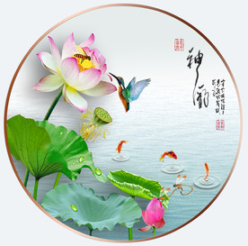 原创高清荷花翠鸟装饰画壁画