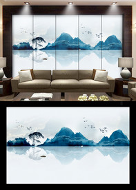 布纹山水电视背景墙