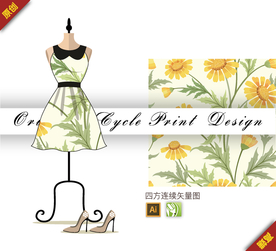 传统金色菊花四方连续