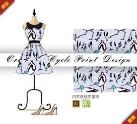 抽象简约动物鹌鹑四方连续