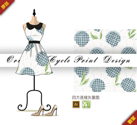 抽象几何向日葵色块四方连续