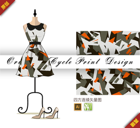 抽象几何色块迷彩四方连续