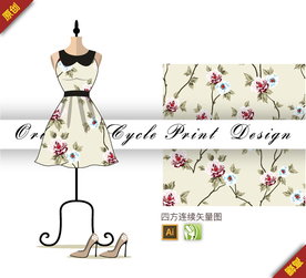 传统中国风茉莉花四方连续