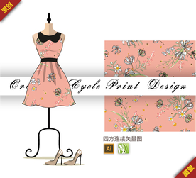 百合九里香萱草四方连续