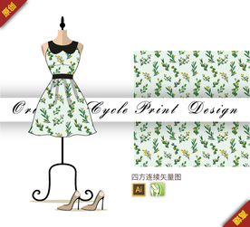 矢量绿色米兰花四方连续