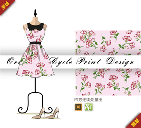 矢量唯美桃花四方连续