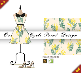 矢量唯美桂花四方连续