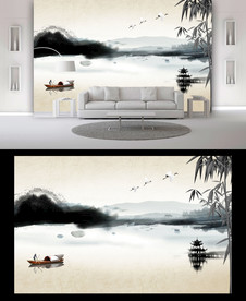 禅意山水背景墙