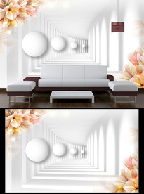 现代3D电视背景墙