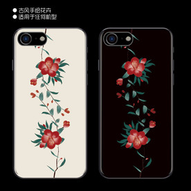 古风手绘花卉手机壳