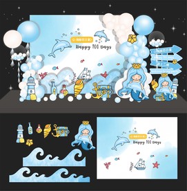 海洋主题签到迎宾合影舞台设计