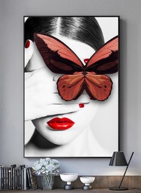 蝴蝶美女装饰画
