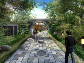 中式小区住宅景观设计景墙