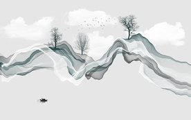 水墨山水 烟雾山水背景墙